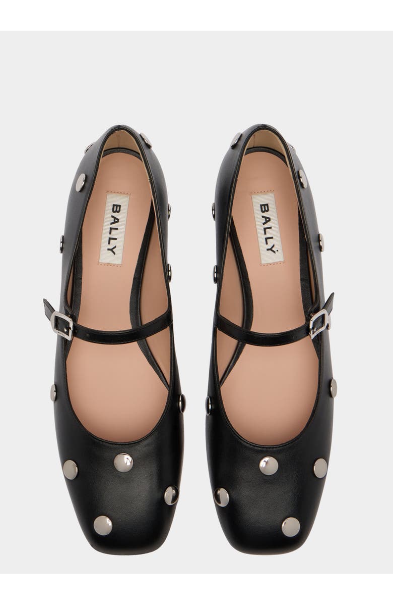Bally rina Flat in Calf and Goat Leather, Alternate, color, Black