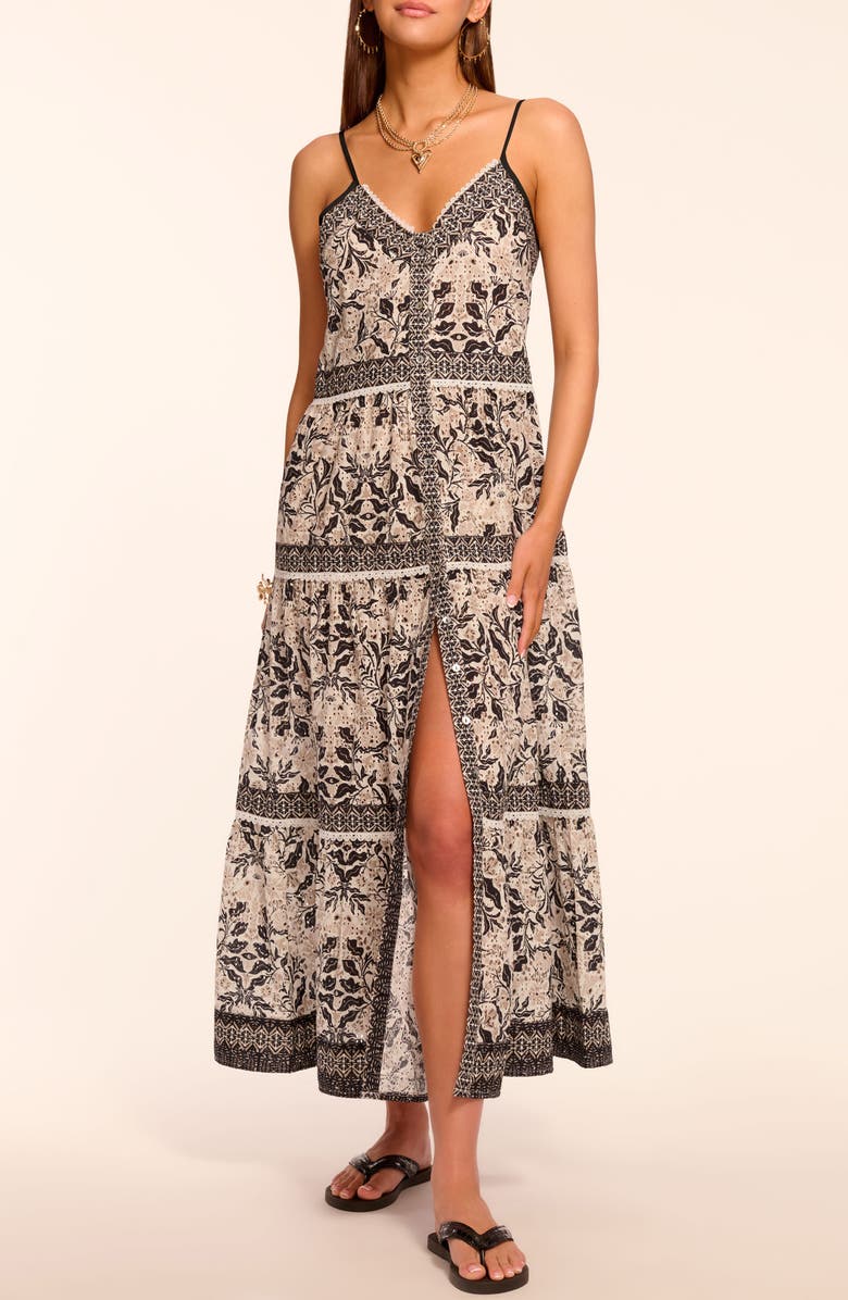 Ramy Brook Marilee Tiered Cover-Up Dress, Main, color, Black Combo