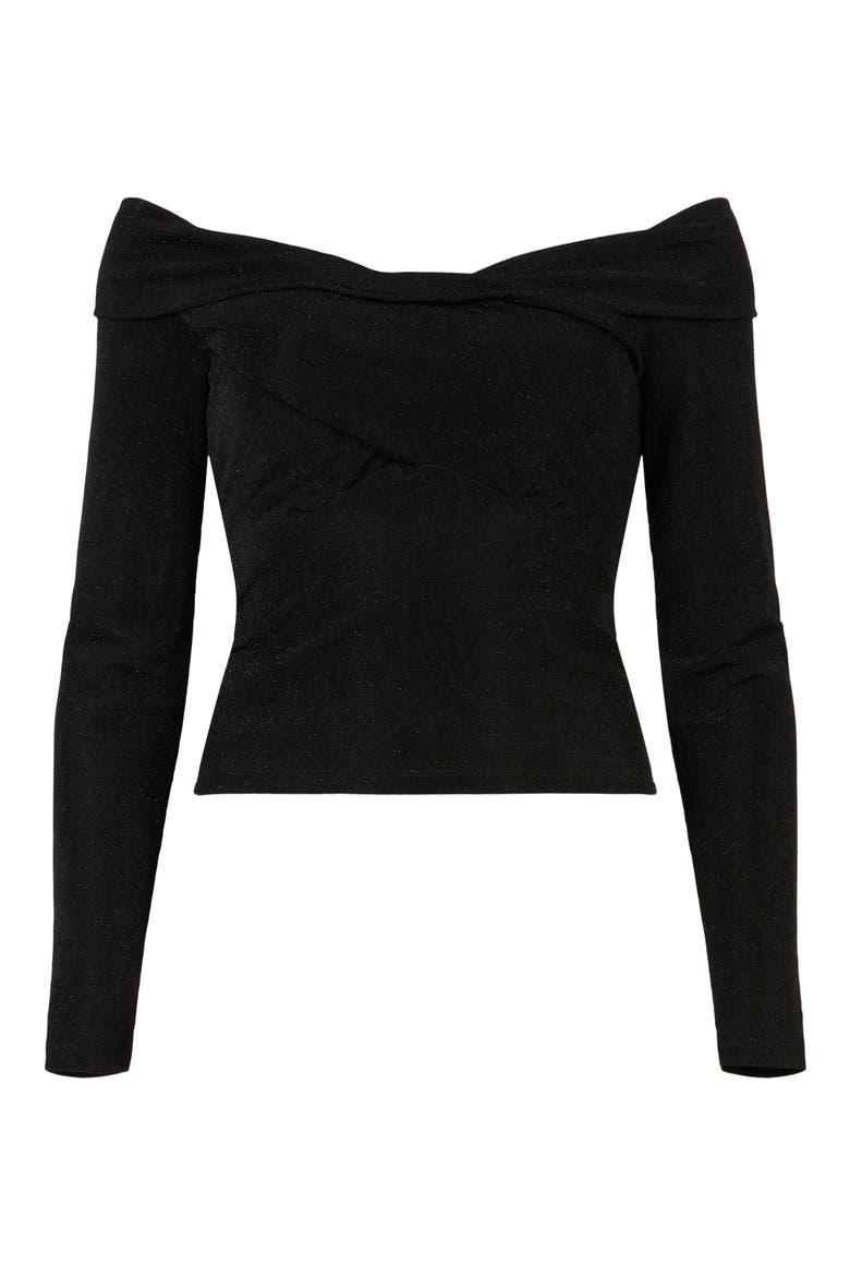 Delta Shimmer off the Shoulder Top, Alternate, color, BLACK