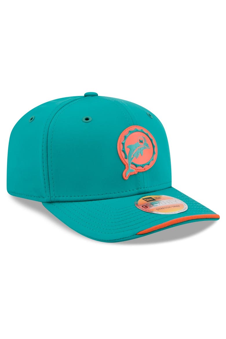 Men's New Era Aqua Miami Dolphins 2026 Sideline Throwback 9SEVENTY Adjustable Hat, Alternate, color, Aqua