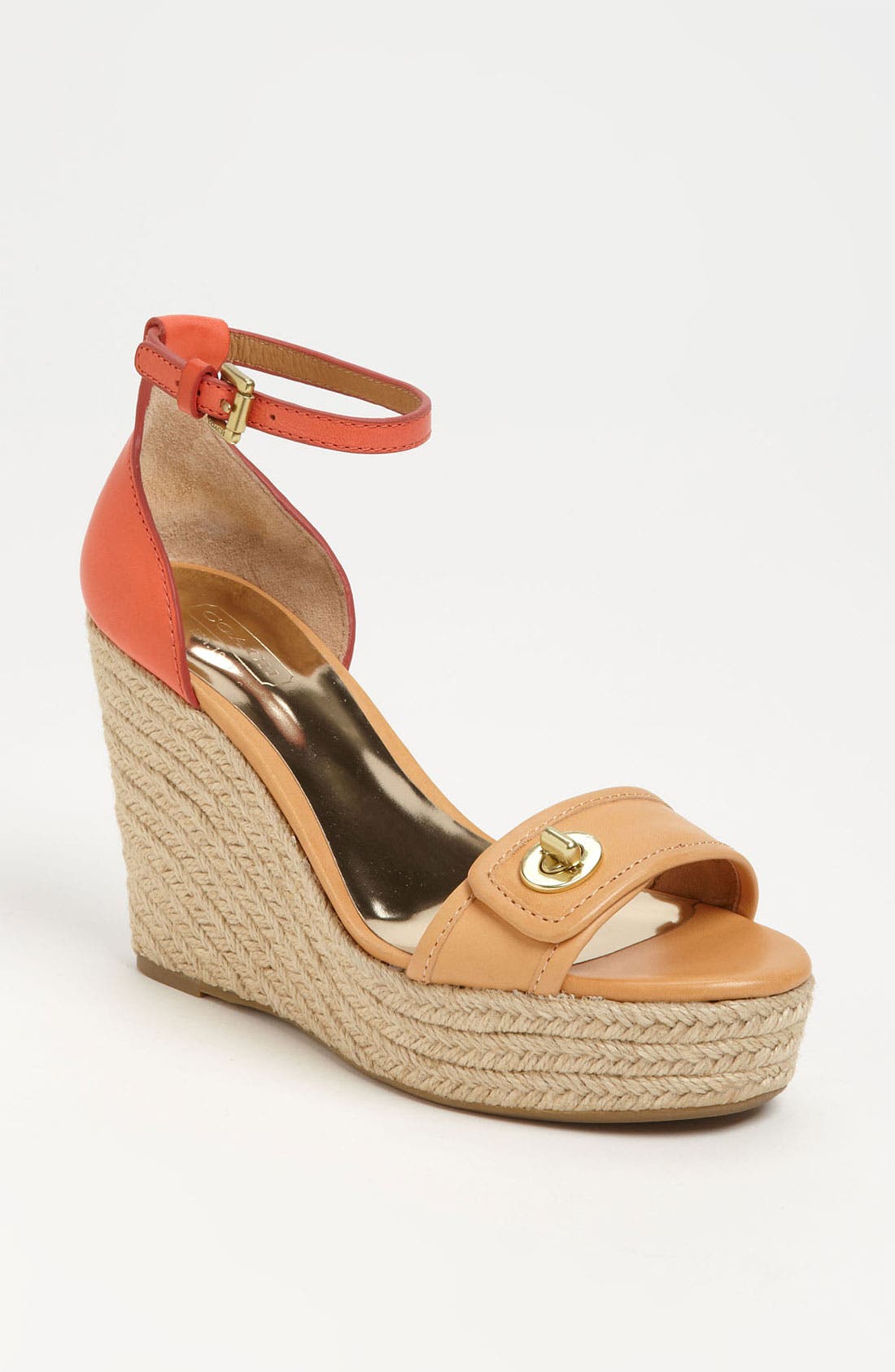 'Glinda' Sandal, Main, color, LIGHT TAN/ BRIGHT CORAL