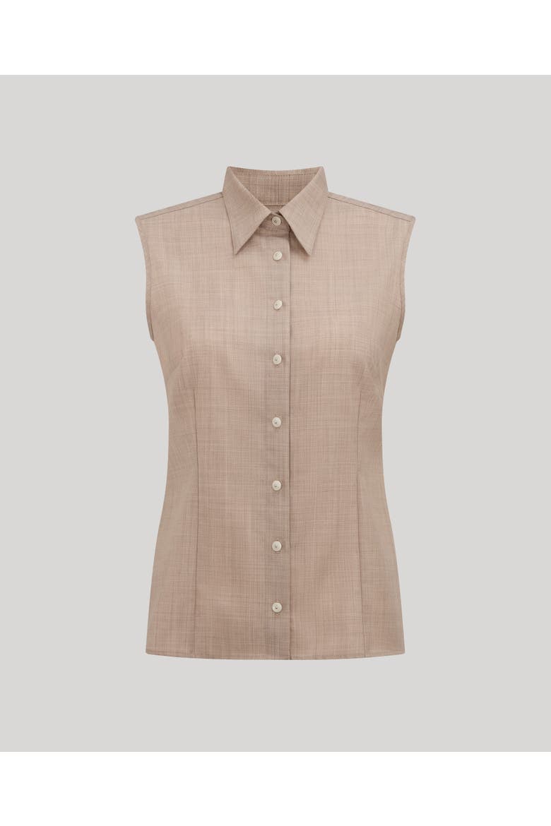 Diane Sleeveless Wool Shirt, Main, color, Taupe