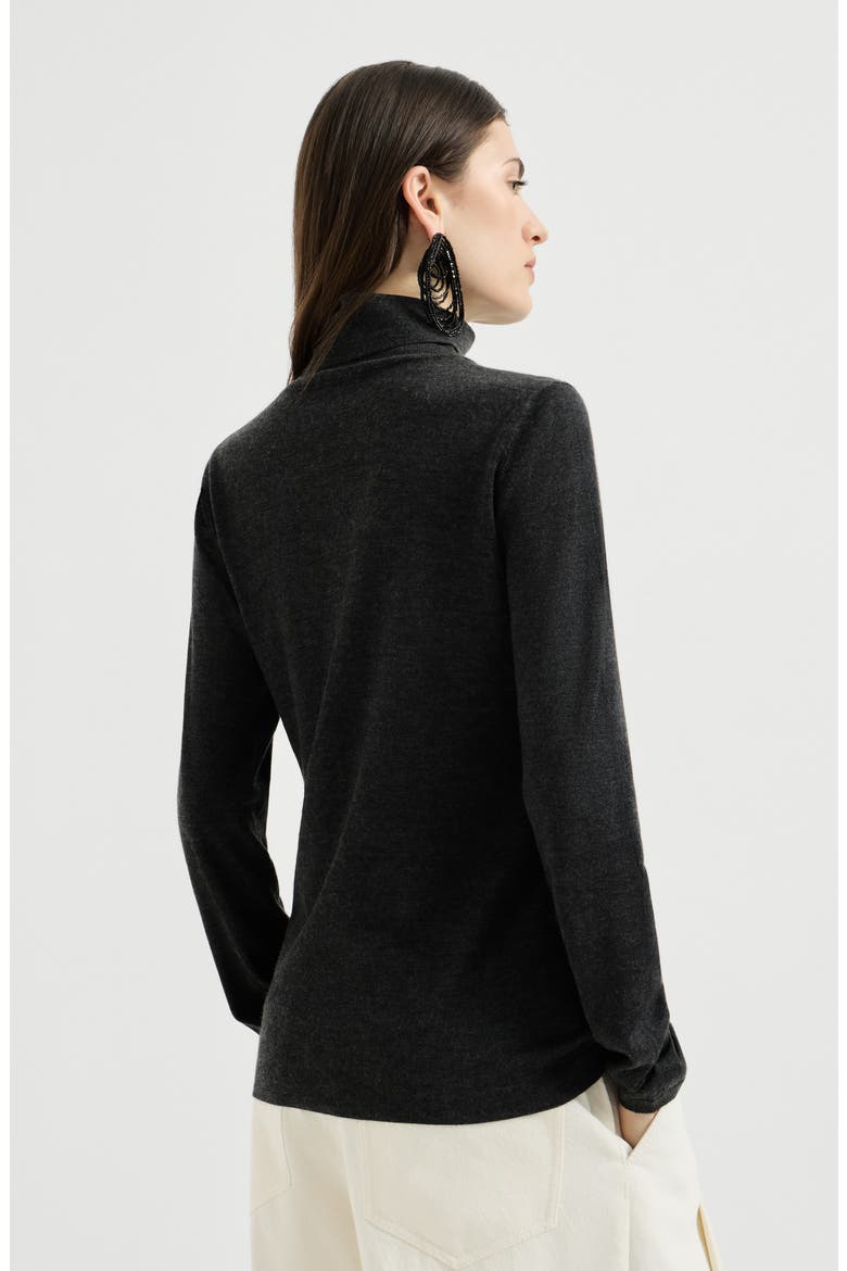 Cashmere and silk lightweight turtleneck sweater, Alternate, color, Anthracite