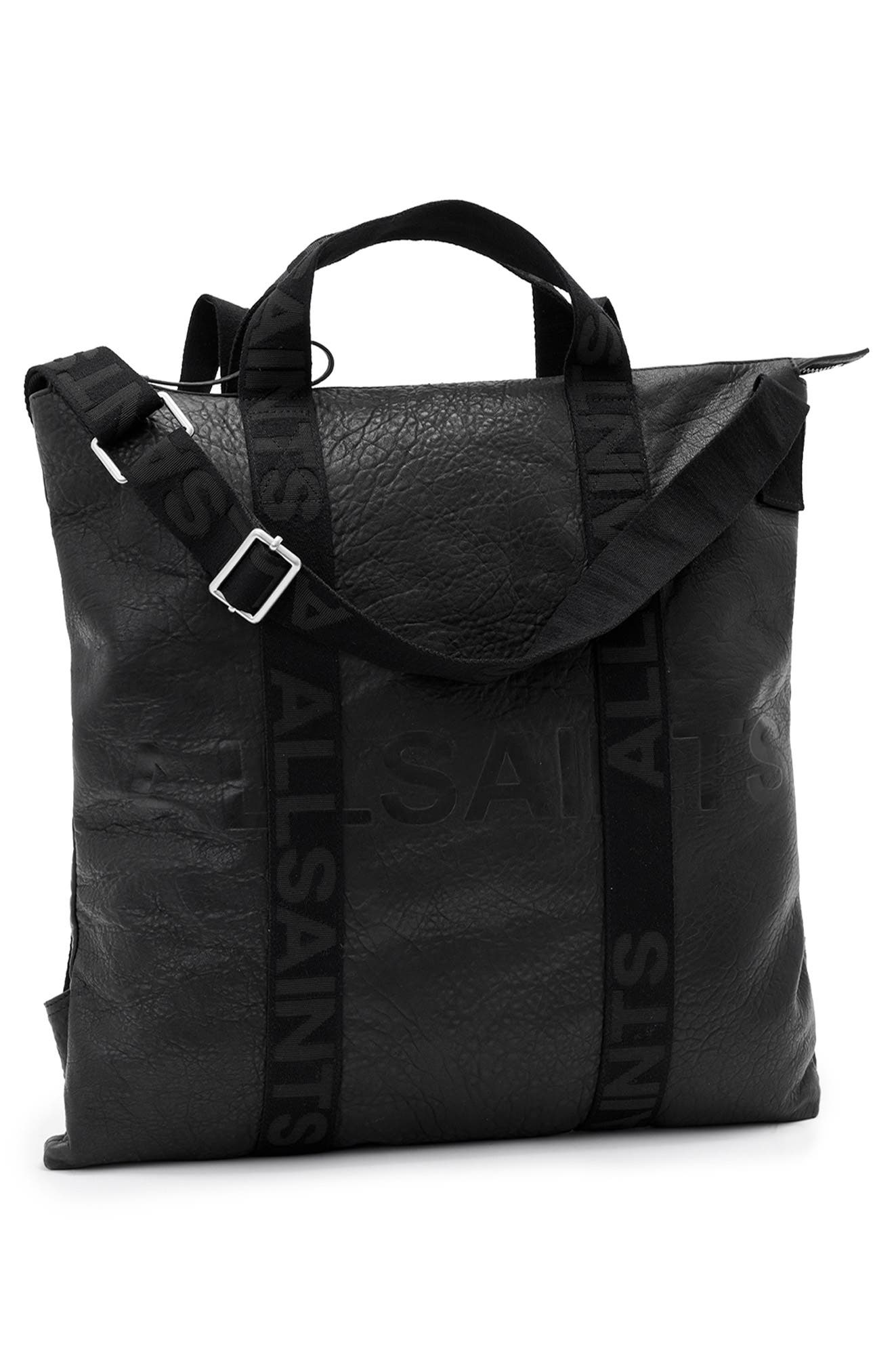 AllSaints Kei Leather Backpack, Alternate, color, Black