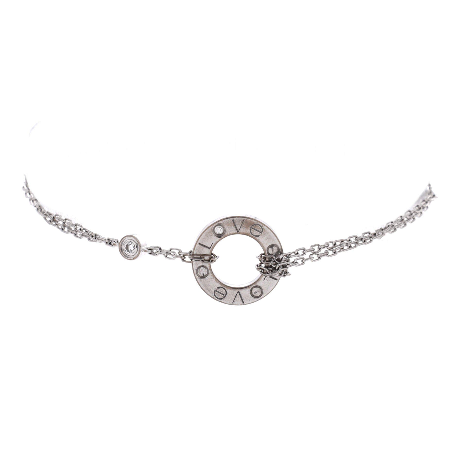 2 Diamonds Love Bracelet 18K White Gold with Diamonds, Main, color, Metallic Gold