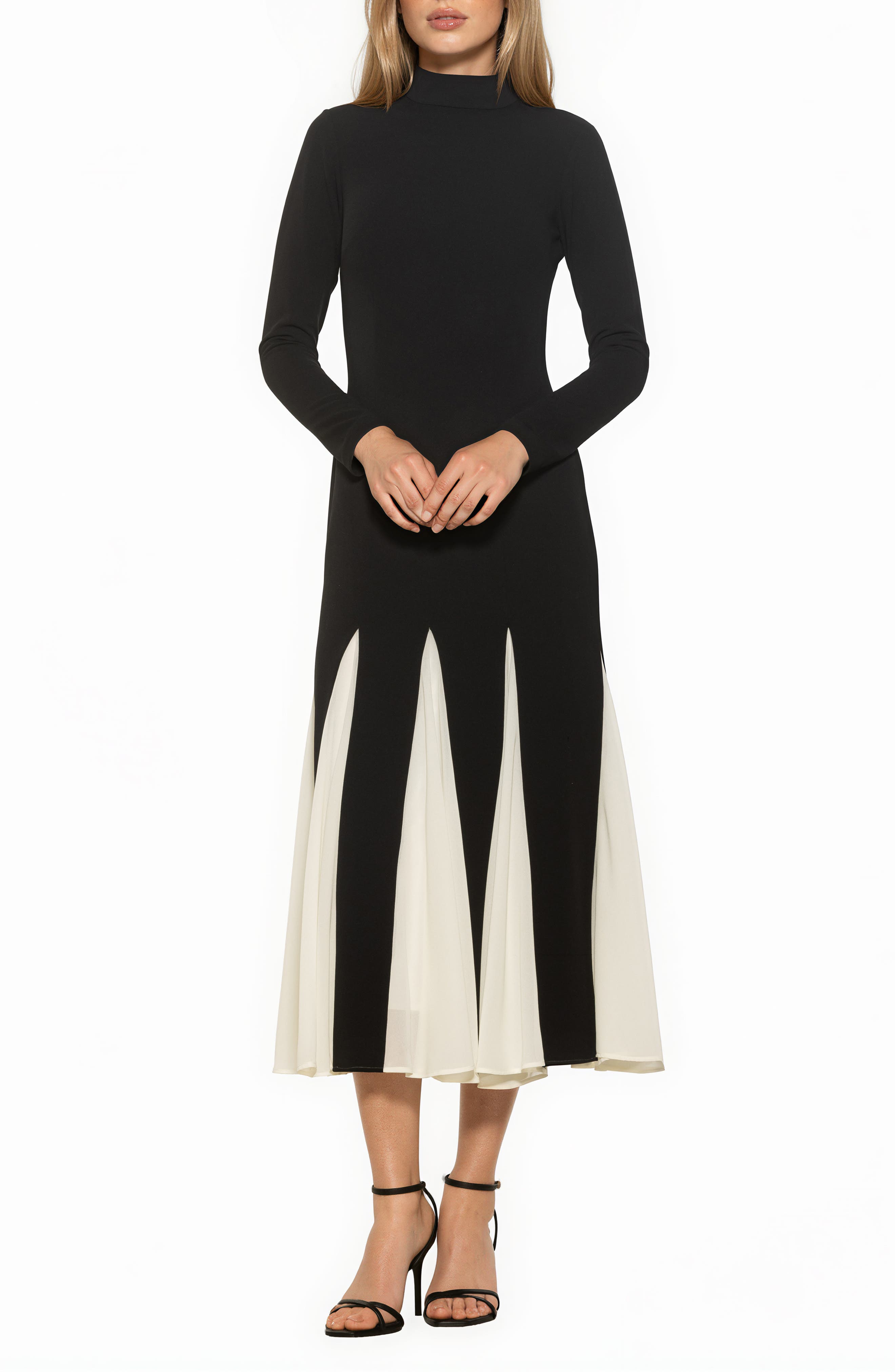 Veloura Mock Neck Long Sleeve Midi Dress