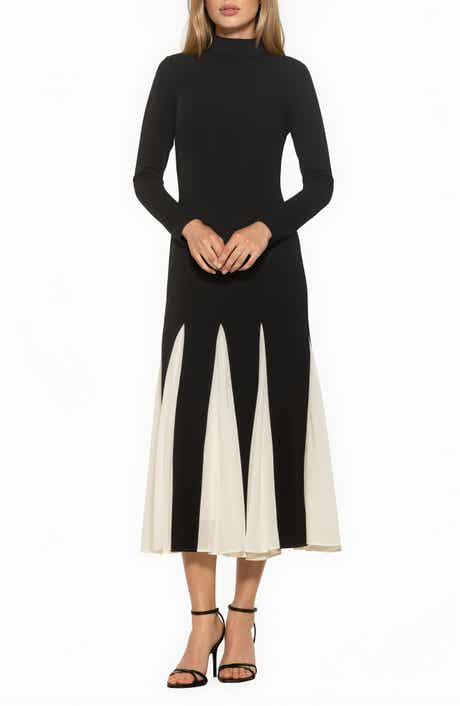 Veloura Mock Neck Long Sleeve Midi Dress
