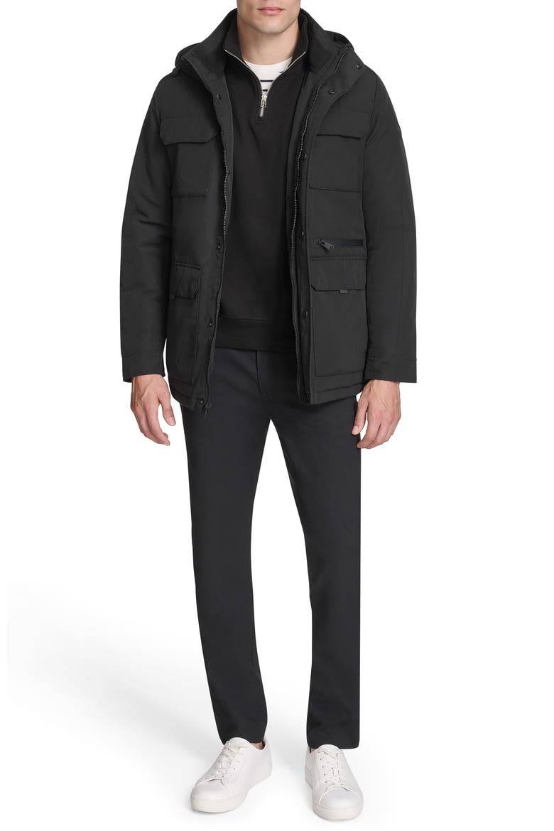 Oxford Water Resistant Parka, Alternate, color, BLACK