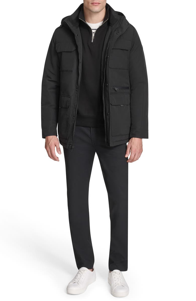 Kenneth Cole New York Oxford Water Resistant Parka, Alternate, color, Black