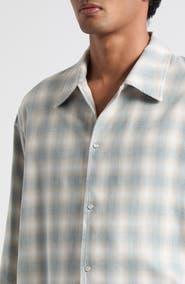 Second Layer Ombré Plaid Relaxed Cotton & Lyocell Snap Shirt
