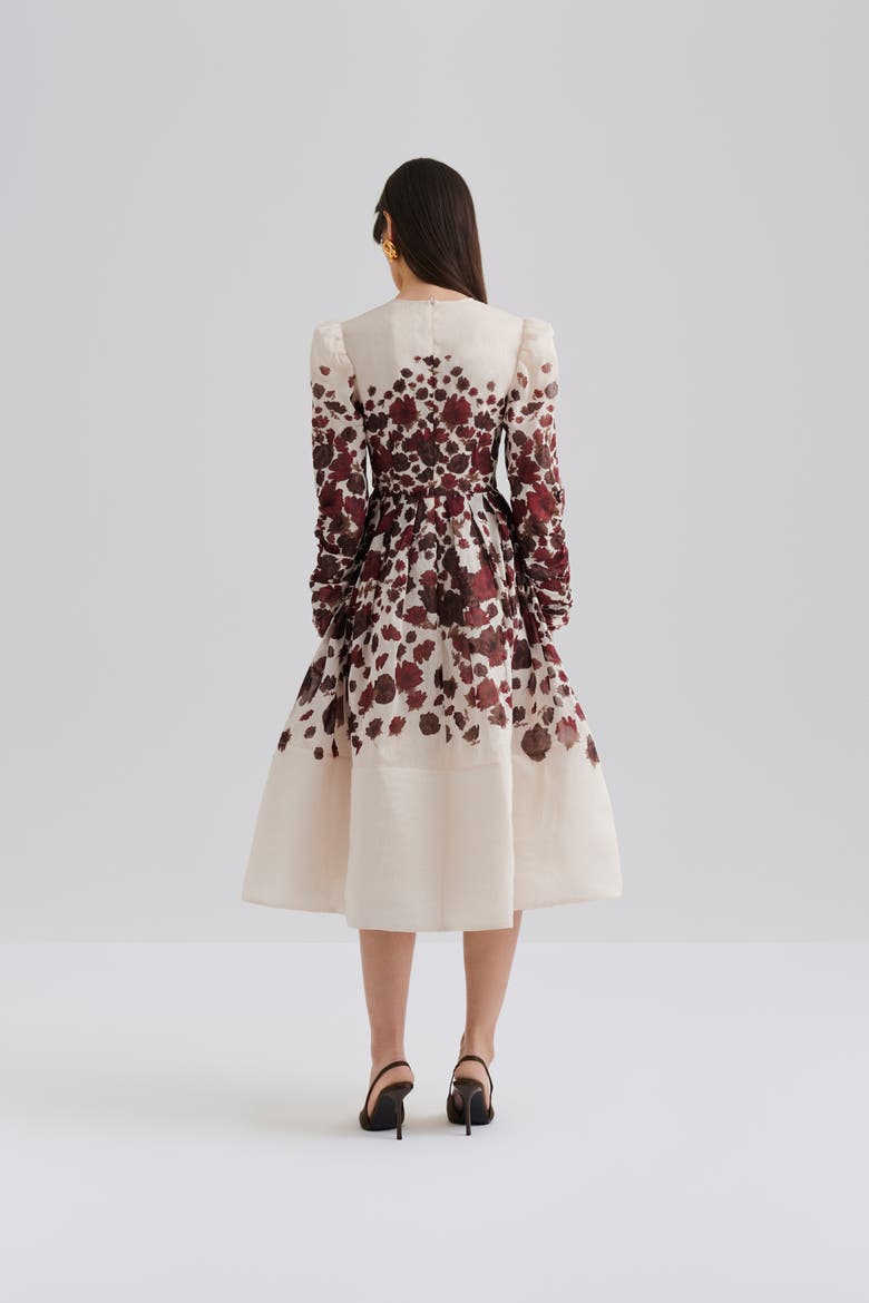 Leoni Silk Blend Midi Dress, Alternate, color, Wine Peony