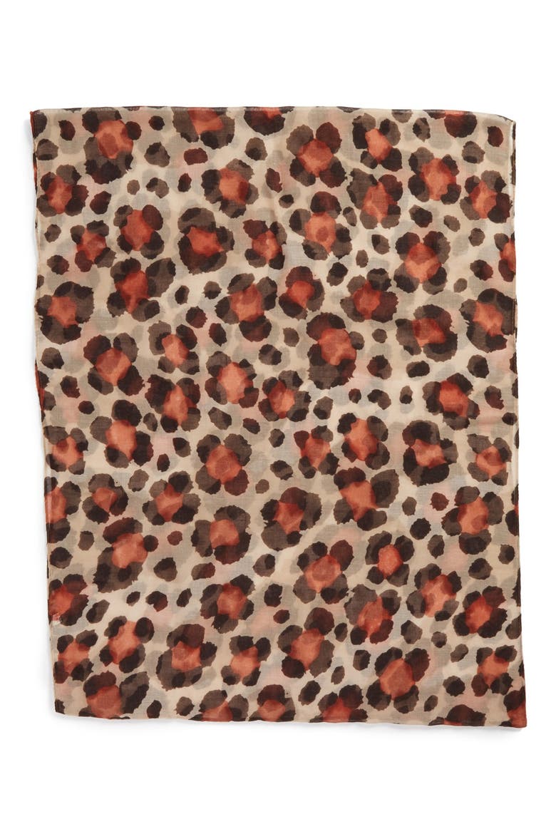 'Floral Cheetah' Infinity Scarf, Alternate, color, RUST