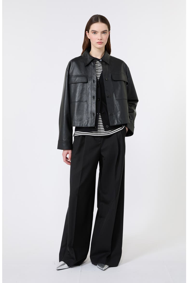 Piovra Leather Jacket, Alternate, color, BLACK