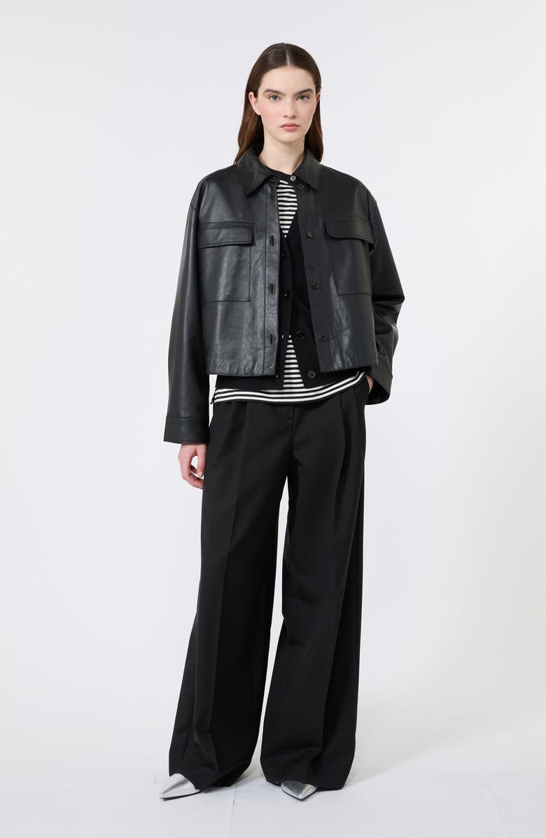 Weekend Max Mara Piovra Leather Jacket, Alternate, color, Black