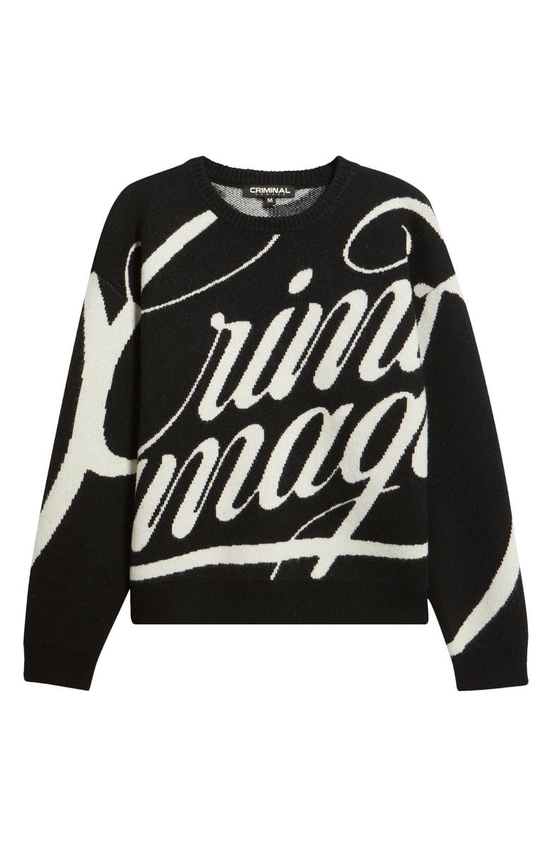 CRIMINAL DAMAGE Logo Script Sweater, Alternate, color, Black