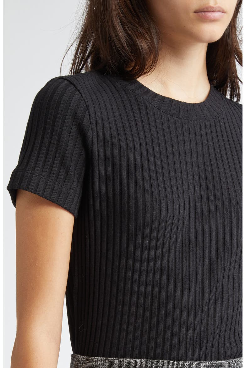 Rib Crewneck Top, Alternate, color, BLACK