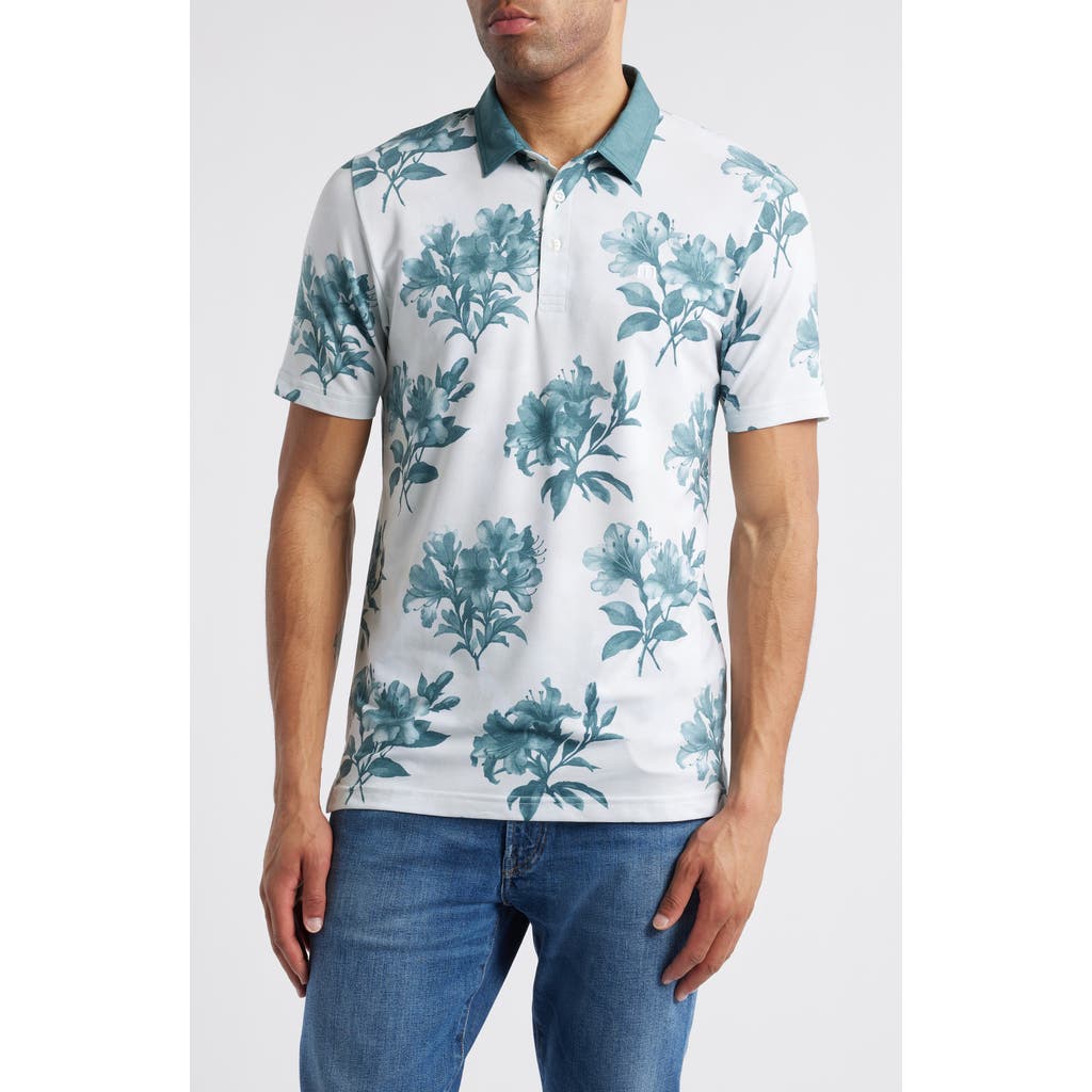 Travismathew Featherweight Magnolia Floral Piqué Polo In Blue