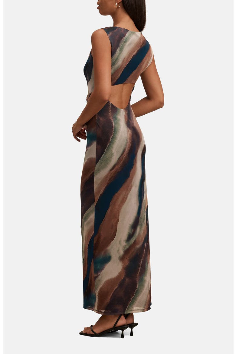Karina Knotted One Shoulder Mesh Maxi Dress, Alternate, color, MAREN ABSTRACT