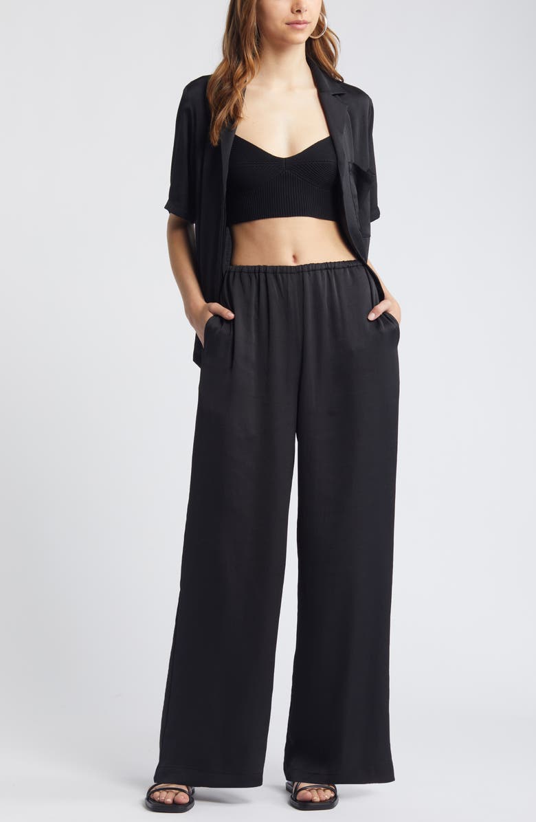 Open Edit Wide Leg Satin Pants, Alternate, color,