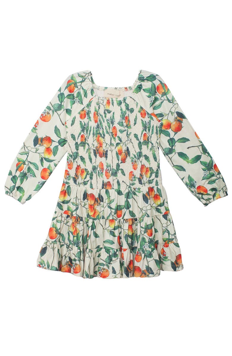 Mabel + Honey Clementine Smocked Long Sleeve Dress, Main, color, Orange
