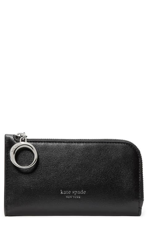small halo fine grain leather zip wallet
