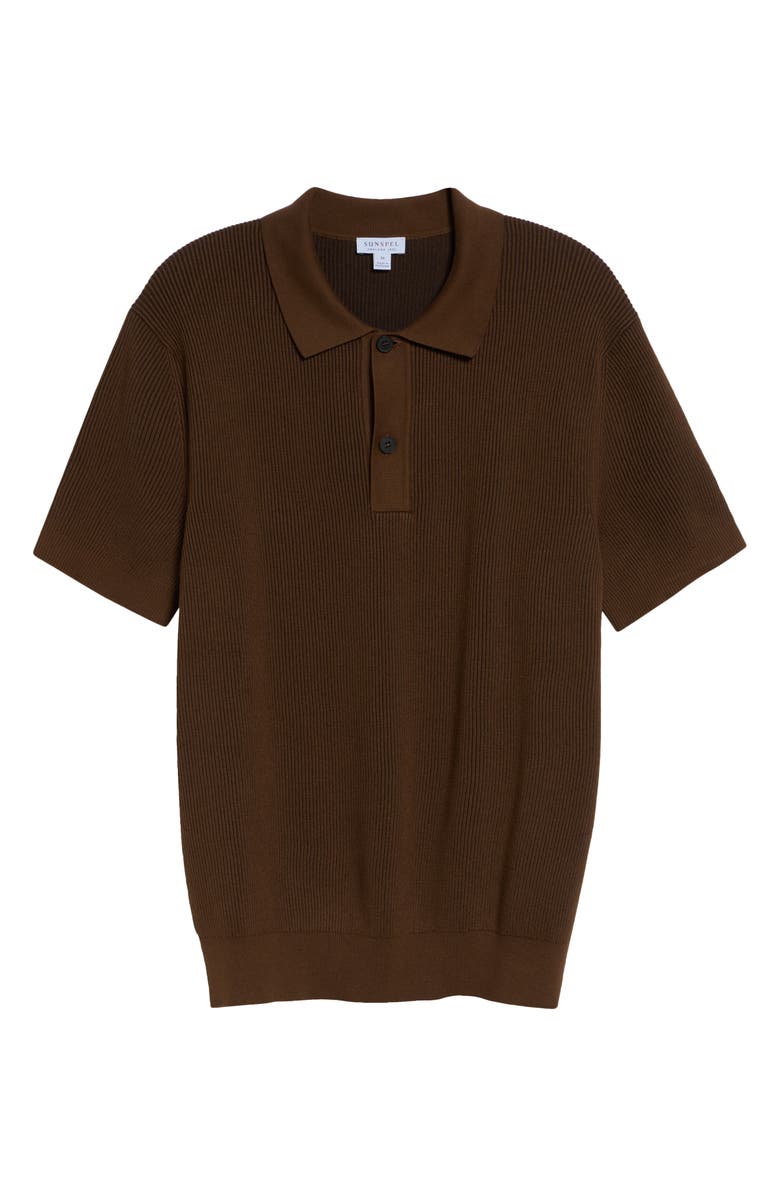 Sunspel Bicolor Cotton Rib Polo, Main, color, Bronze