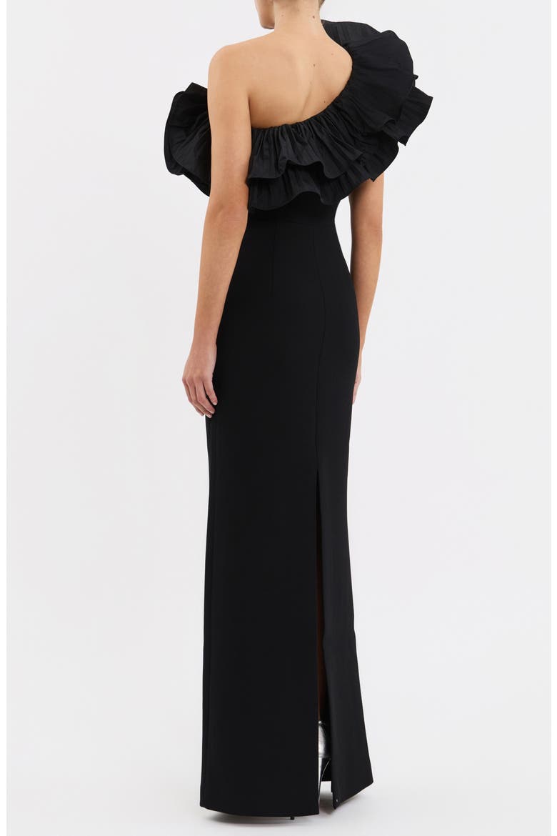 Ella Ruffle Neck Gown, Alternate, color, BLACK