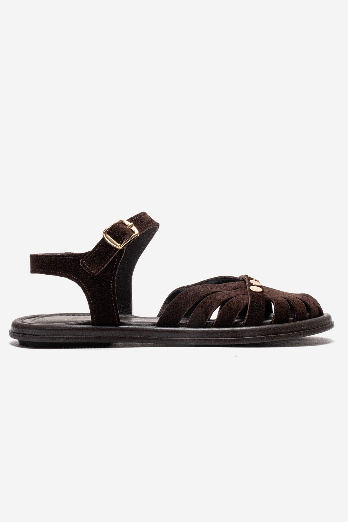 Chiela Leather Ankle Strap Sandal, Alternate, color, Brown Suede
