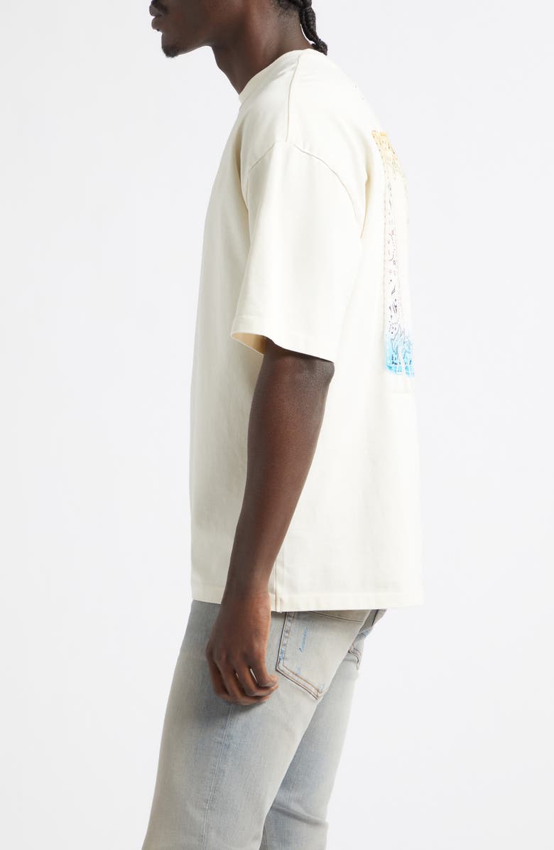 AMIRI Oversize Gradient MA Bandana Patch Appliqué Skate T-Shirt, Alternate, color, Ivory