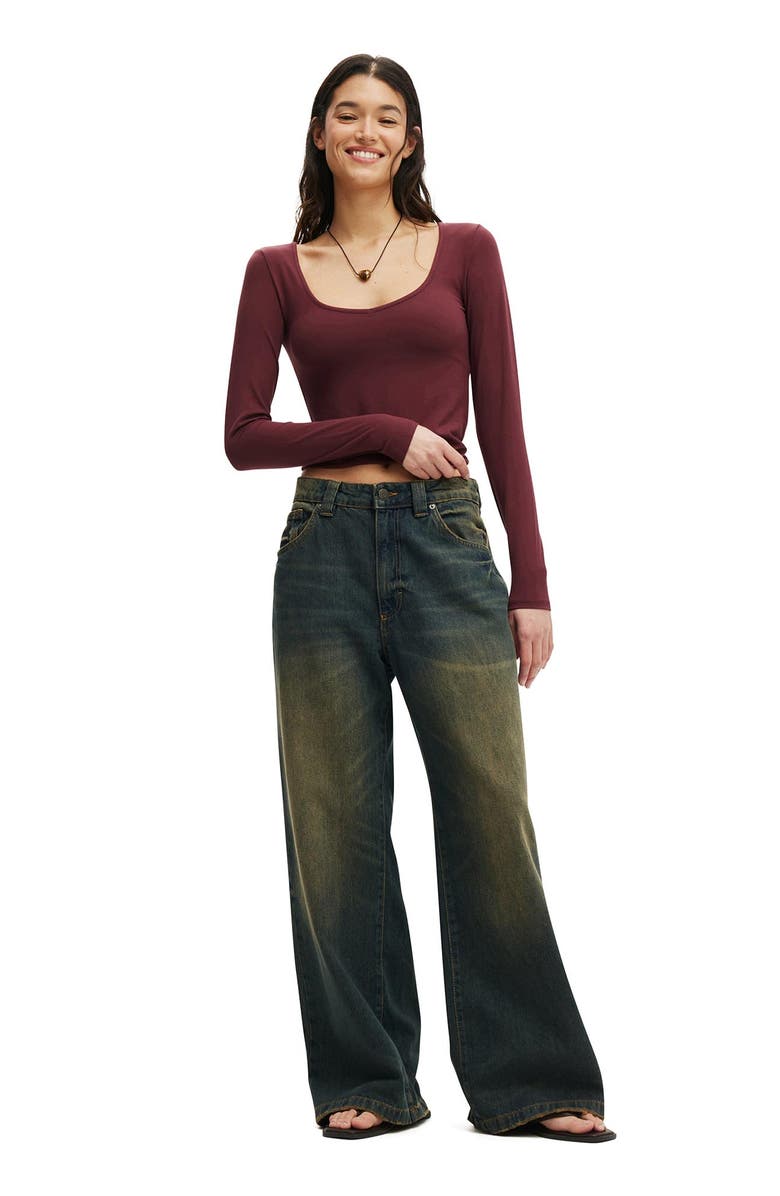 Cotton On Women's Low Super Baggy Jean, Alternate, color, Eden Blue