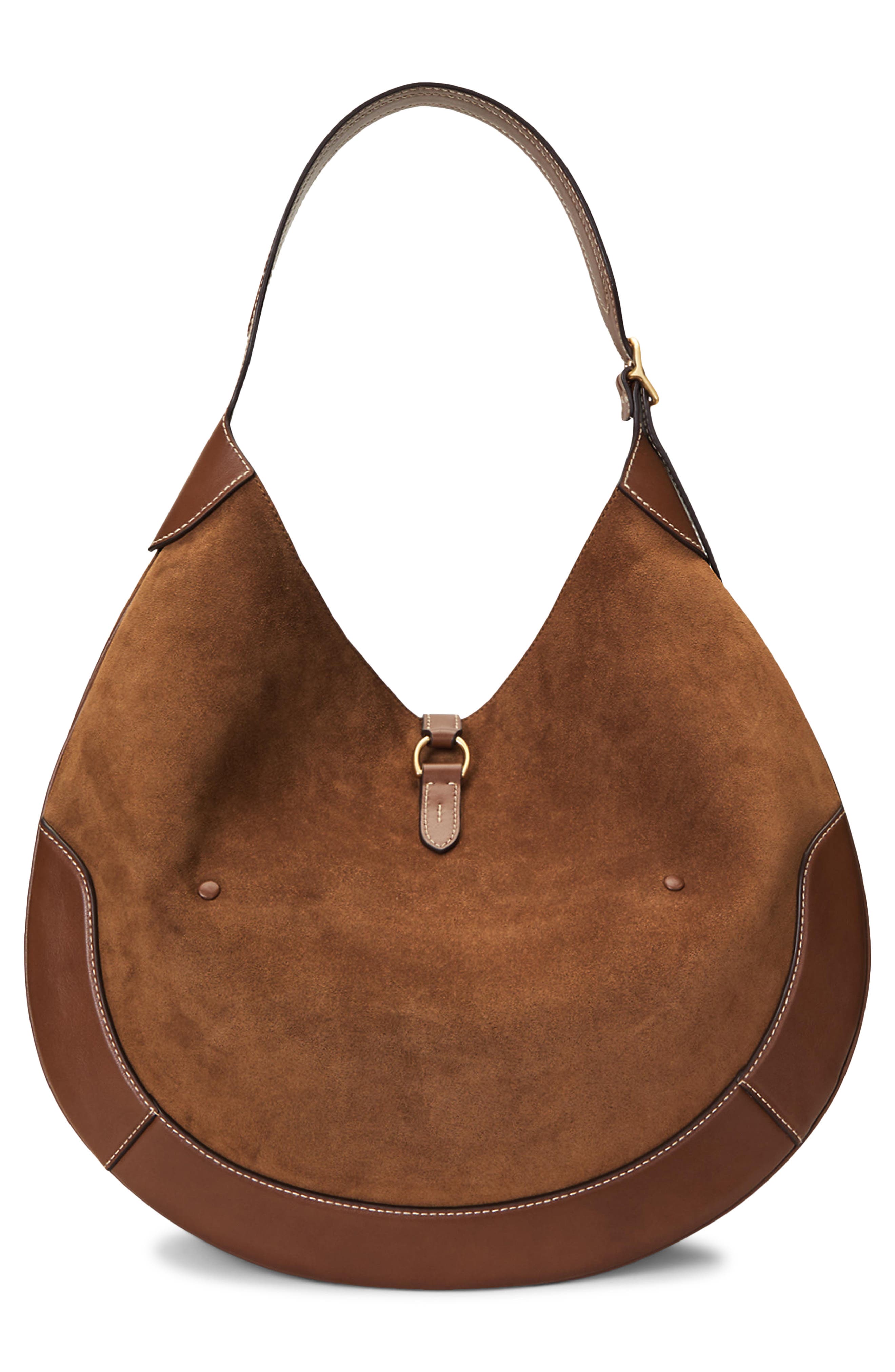 Polo ID Suede & Leather Shoulder Bag, Alternate, color, CINNAMON/ CUOIO