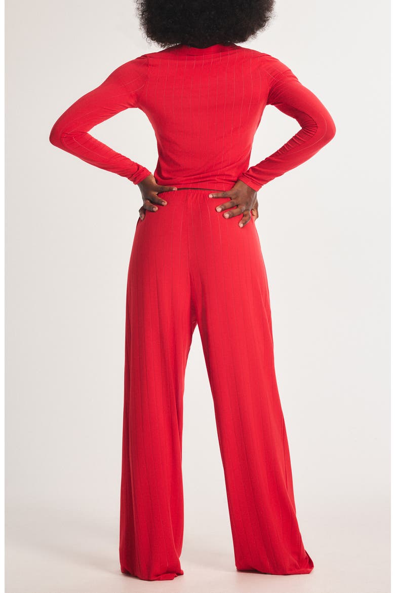 Sleek Stitch Sleep Henley, Alternate, color, TIMELESS RED