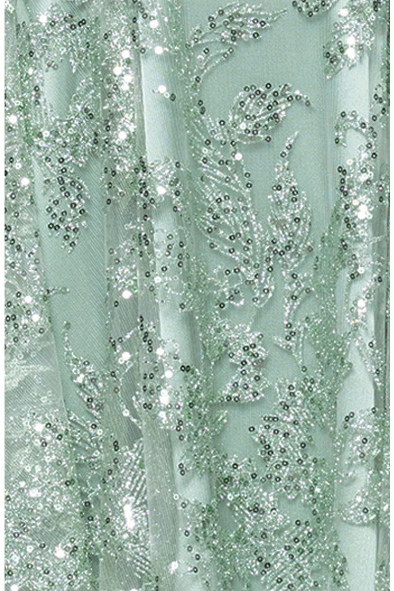 Glitter Lace-Up Fit & Flare Dress, Alternate, color, SAGE