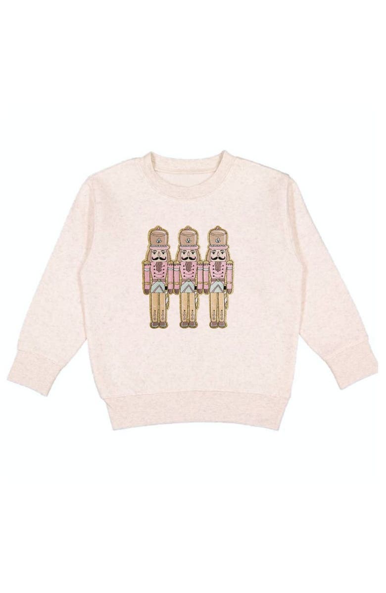 Sweet Wink Pastel Nutcracker Patch Christmas Sweatshirt, Main, color, Natural