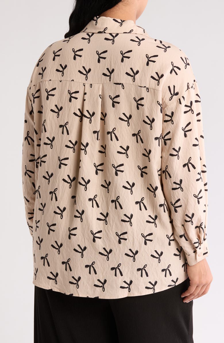 Adrianna Papell Bow Print Button-Up Shirt, Alternate, color, 