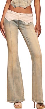 I.AM.GIA Tommie Mixed Media Flare Leg Jeans