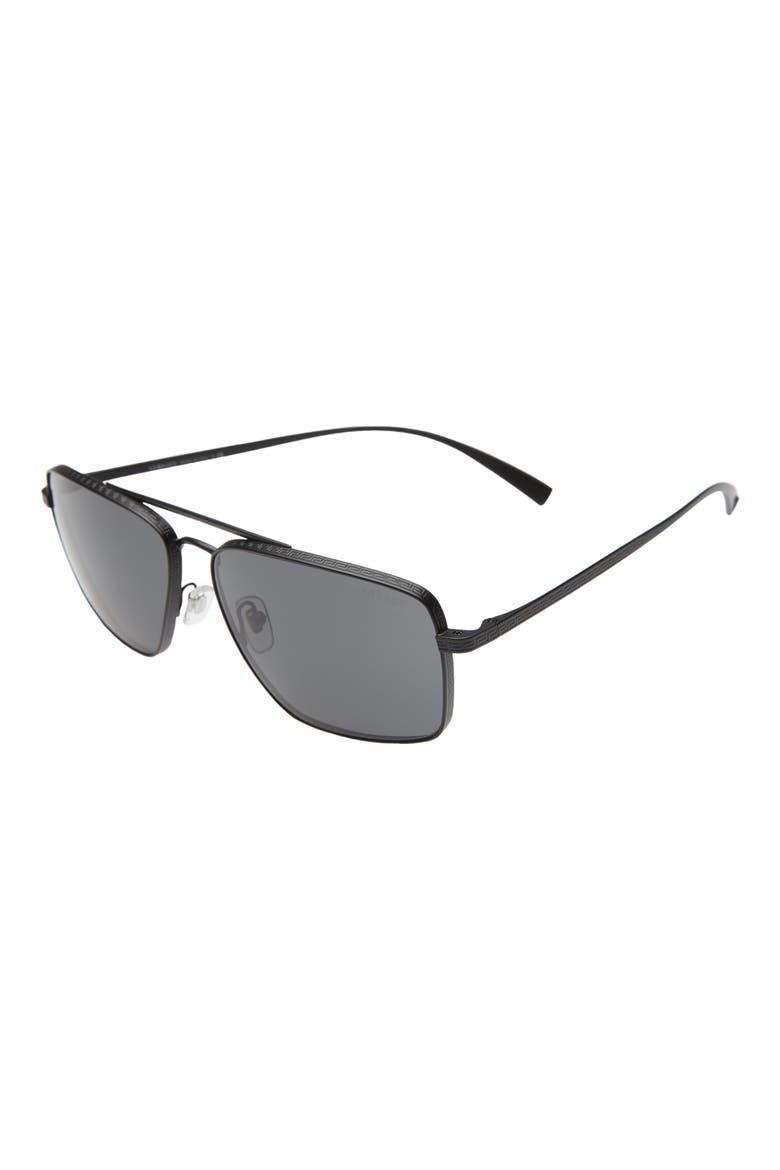 61mm Aviator Sunglasses, Alternate, color, MATTE BLACK/ DARK GREY