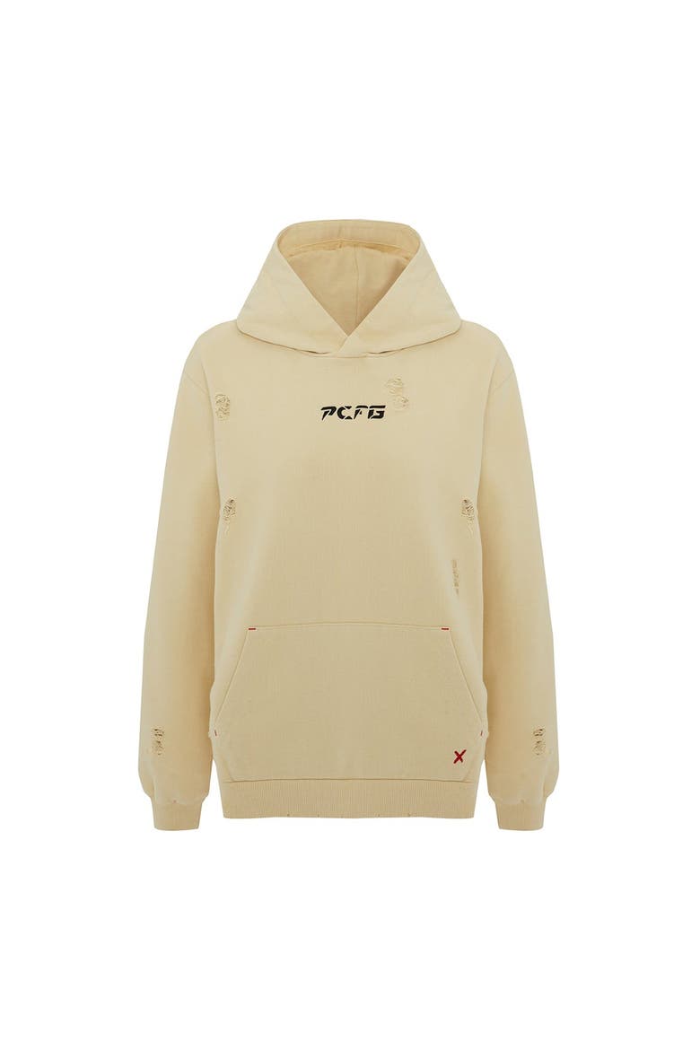 Cotton Destroyed Hoodie, Main, color, Chino Green