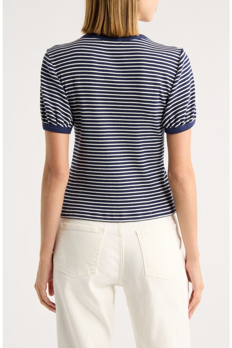 The Essential Rib Striped Tee, Alternate, color, NAVY MULTI