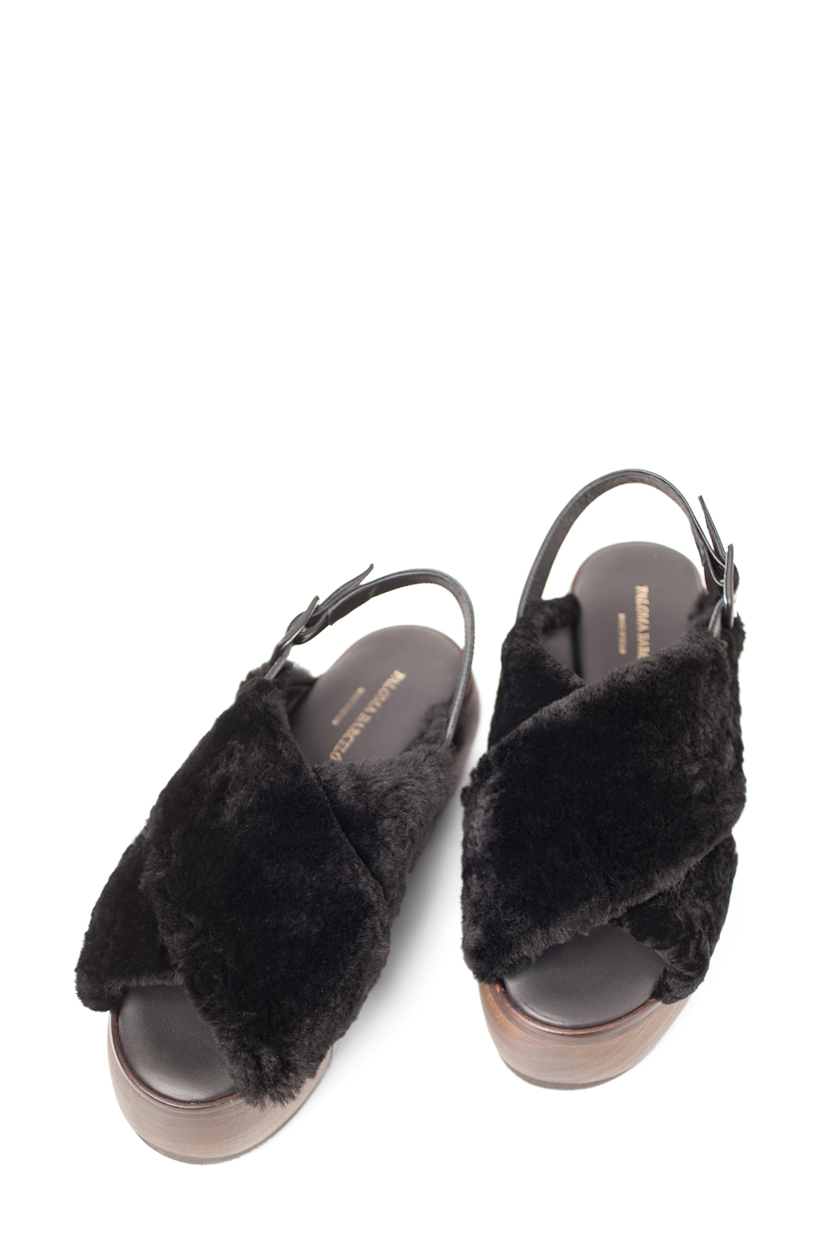 Paloma Barcelo Viola Moution Genuine Shearling Platform Sandal, Alternate, color, 