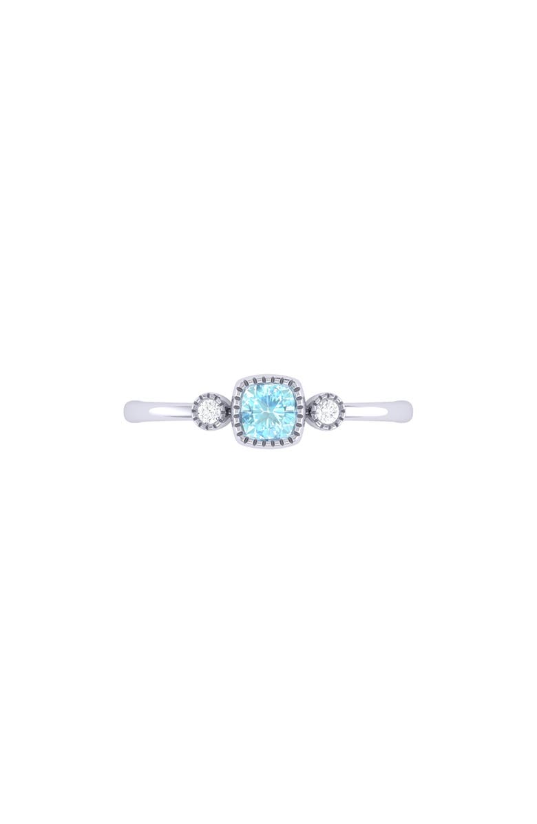 LuvMyJewelry Cushion Cut Aquamarine & Diamond Birthstone Ring in 14K Gold, Alternate, color, 