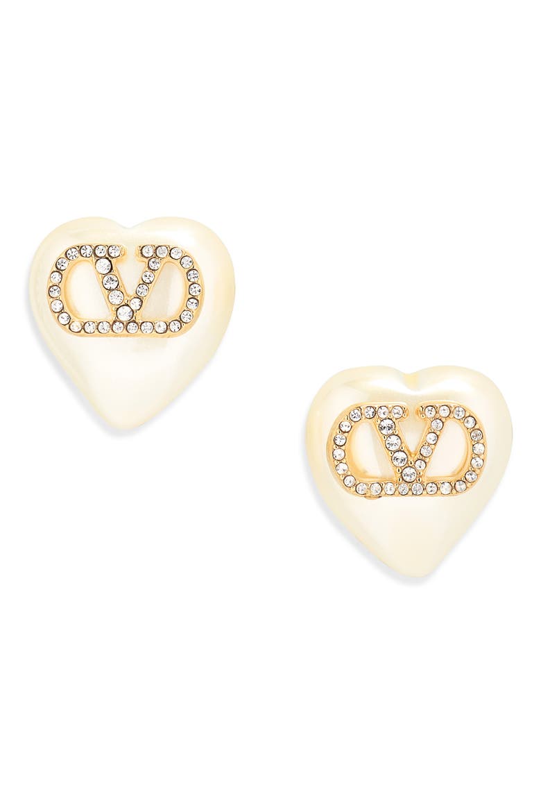 VLOGO Signature Faux Pearl Earrings, Main, color, GOLD