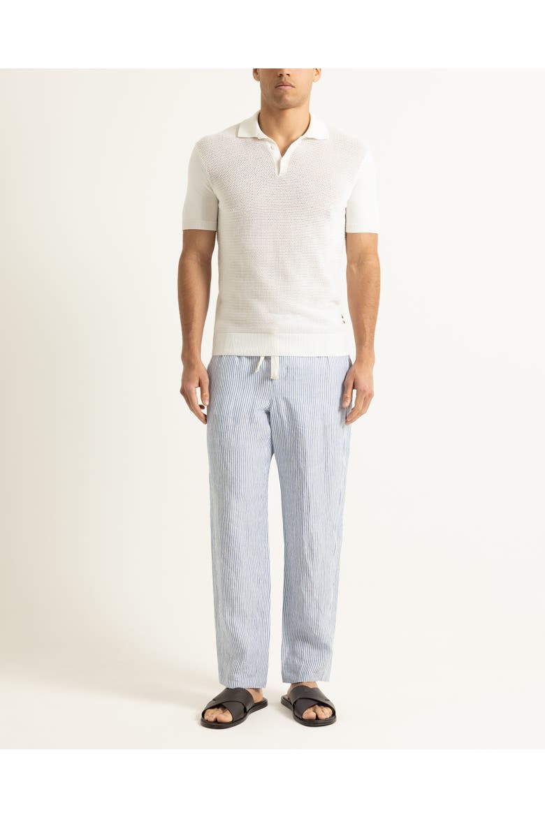 Burnham Tailored Fit Tie Stitch Knit Polo Shirt, Alternate, color, Cloud