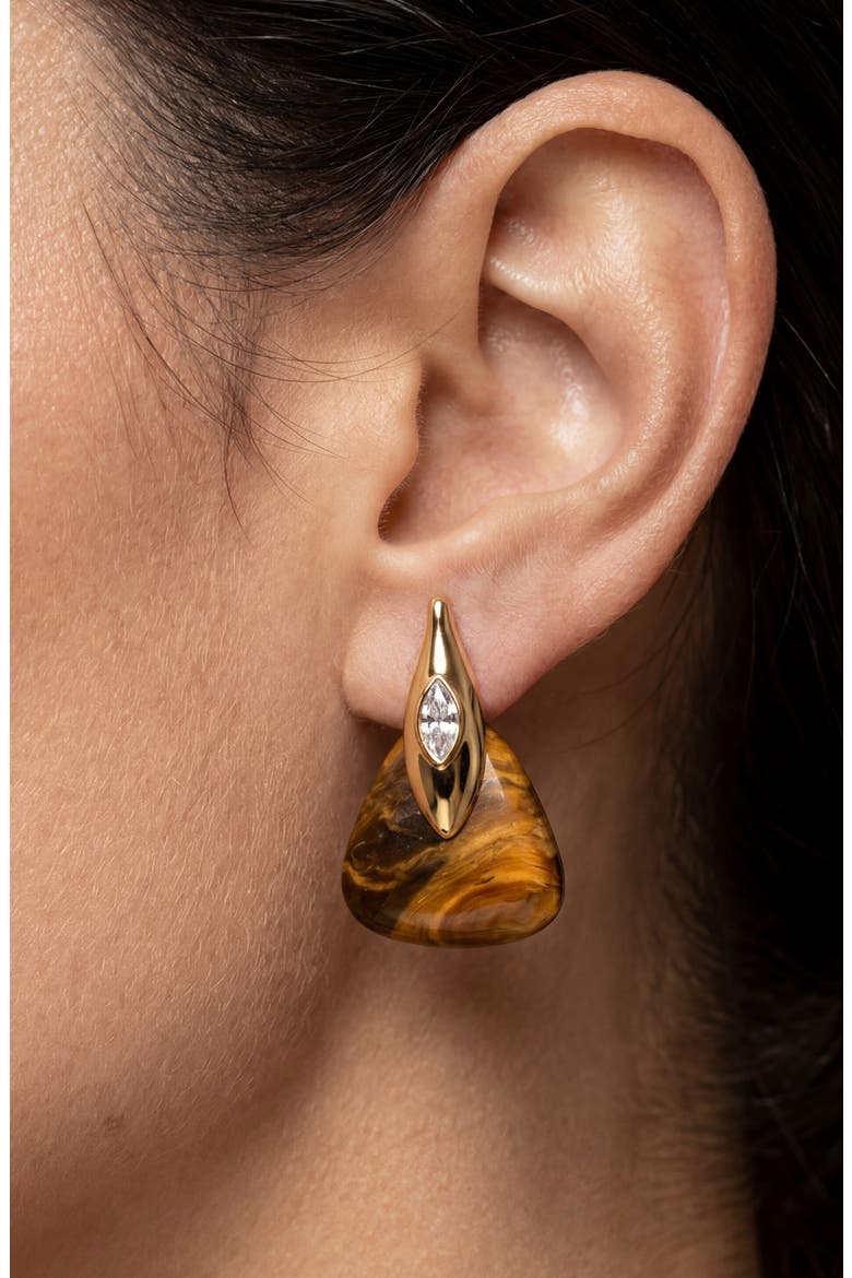 Tiger's Eye Solstice Stud Earrings, Alternate, color, TIGERS EYE