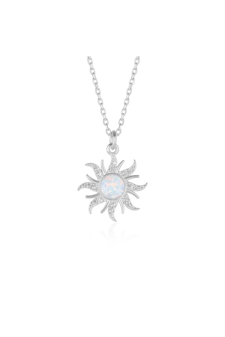 White Opal Sun & Sunburst Necklace in Sterling Silver, Main, color, Silver