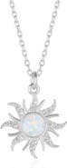 Spero London White Opal Sun & Sunburst Necklace in Sterling Silver