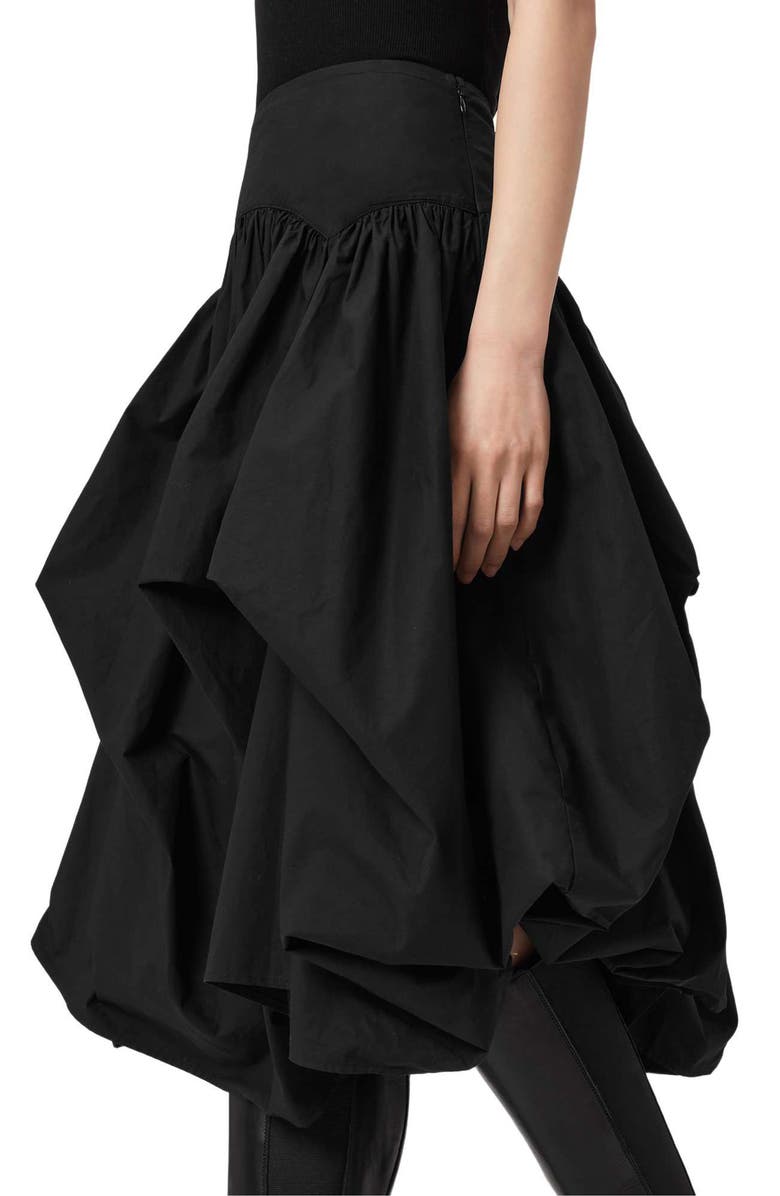 AllSaints Juniper Bubble Hem Skirt, Alternate, color, Black