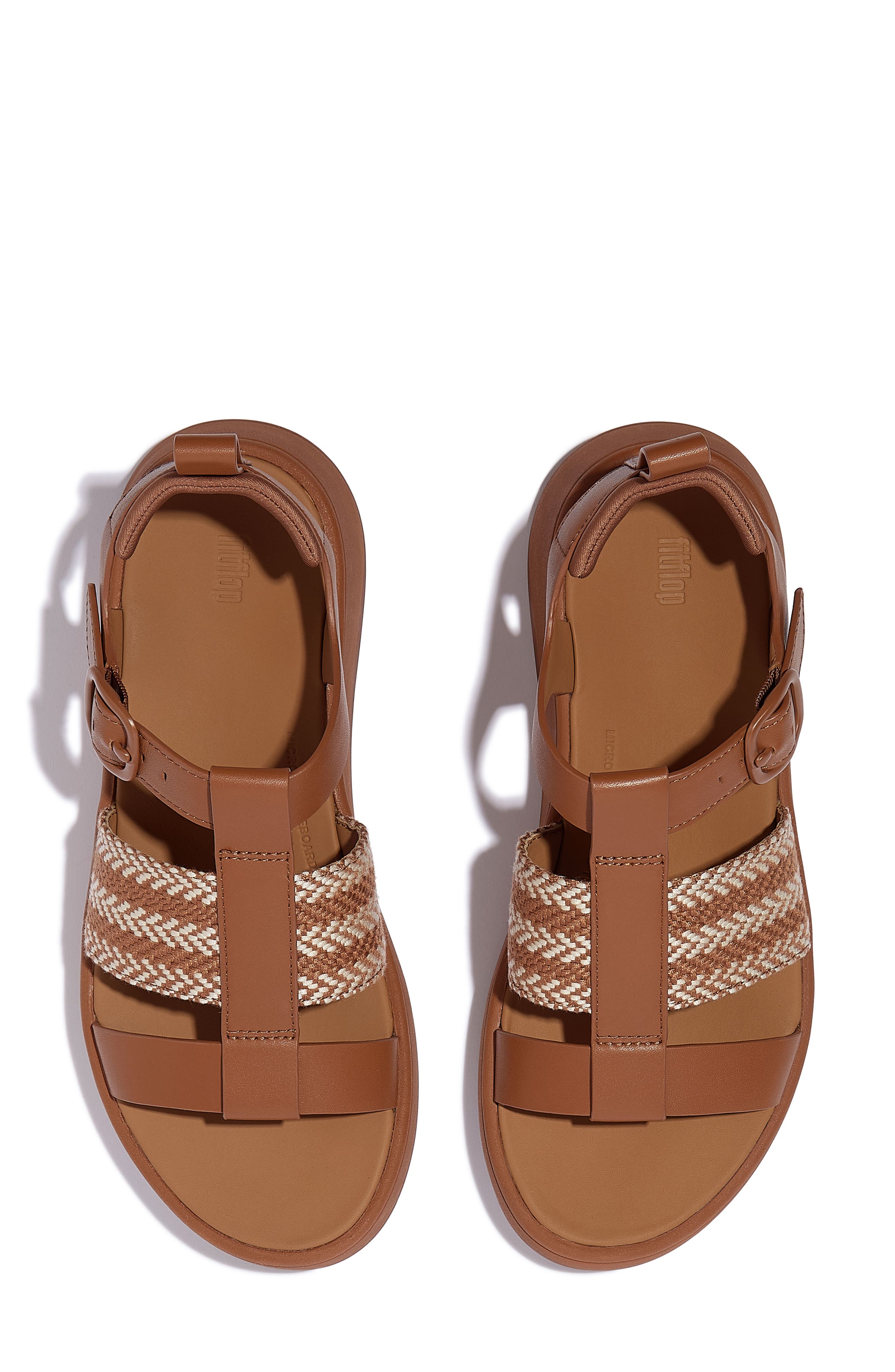 FitFlop F-Mode V-Weave Sandal, Alternate, color, Deep Tan/ Paris Beige