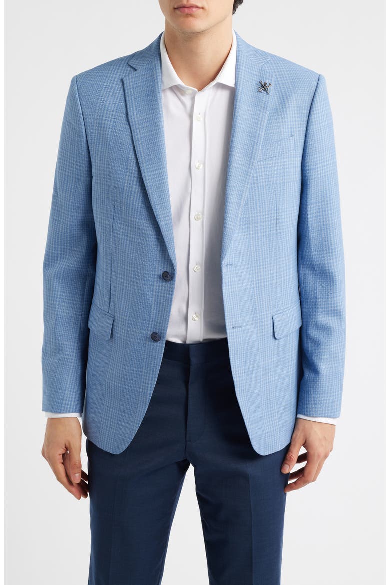 Bleecker Windowpane Plaid Wool Blend Sport Coat, Main, color, LIGHT BLUE