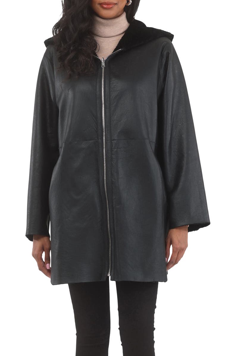 GORSKI Reversible Textured Genuine Shearling Jacket, Alternate, color, Black/Black